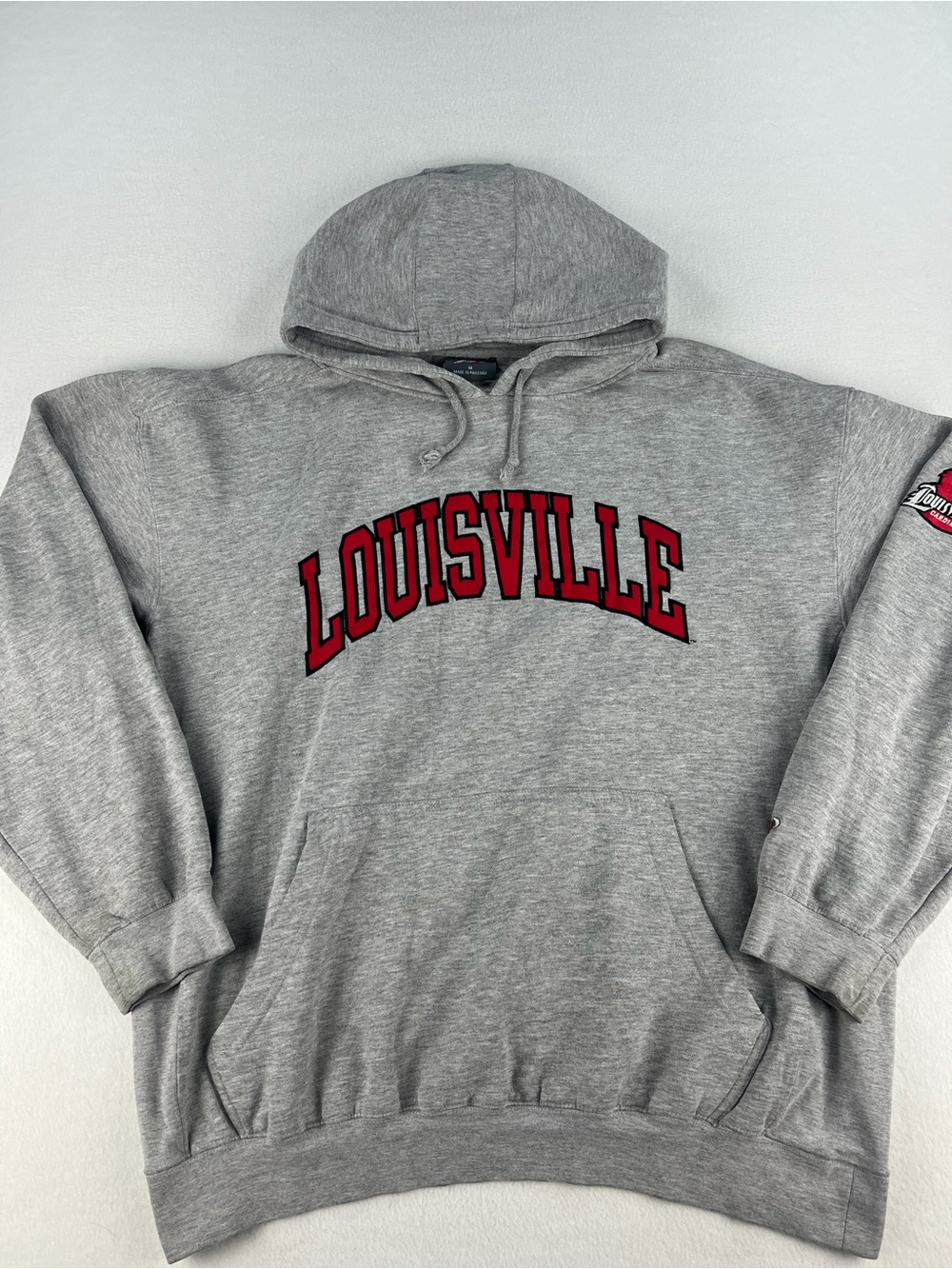 Pro Player Gray Hoodie with Red Louisville Arch